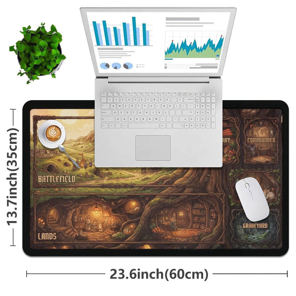 Fantasy Forest Rabbit Treehouse Playmat, Gaming Mat